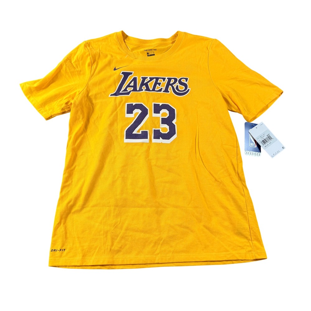 NWT Nike Lakers LeBron James 23 Dri-FIT T-Shirt Yellow Youth XL 18/20 Athleisure